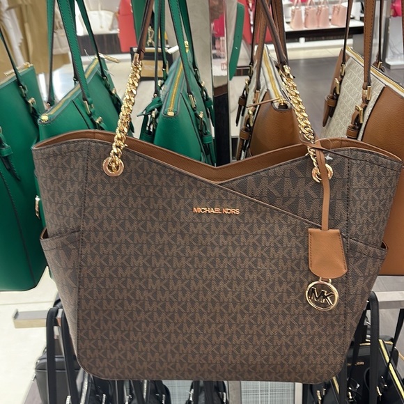 Michael Kors Jet Set Travel Large Chained Tote Shoulder Bag MK Brown 
NWT - Picture 6 of 16